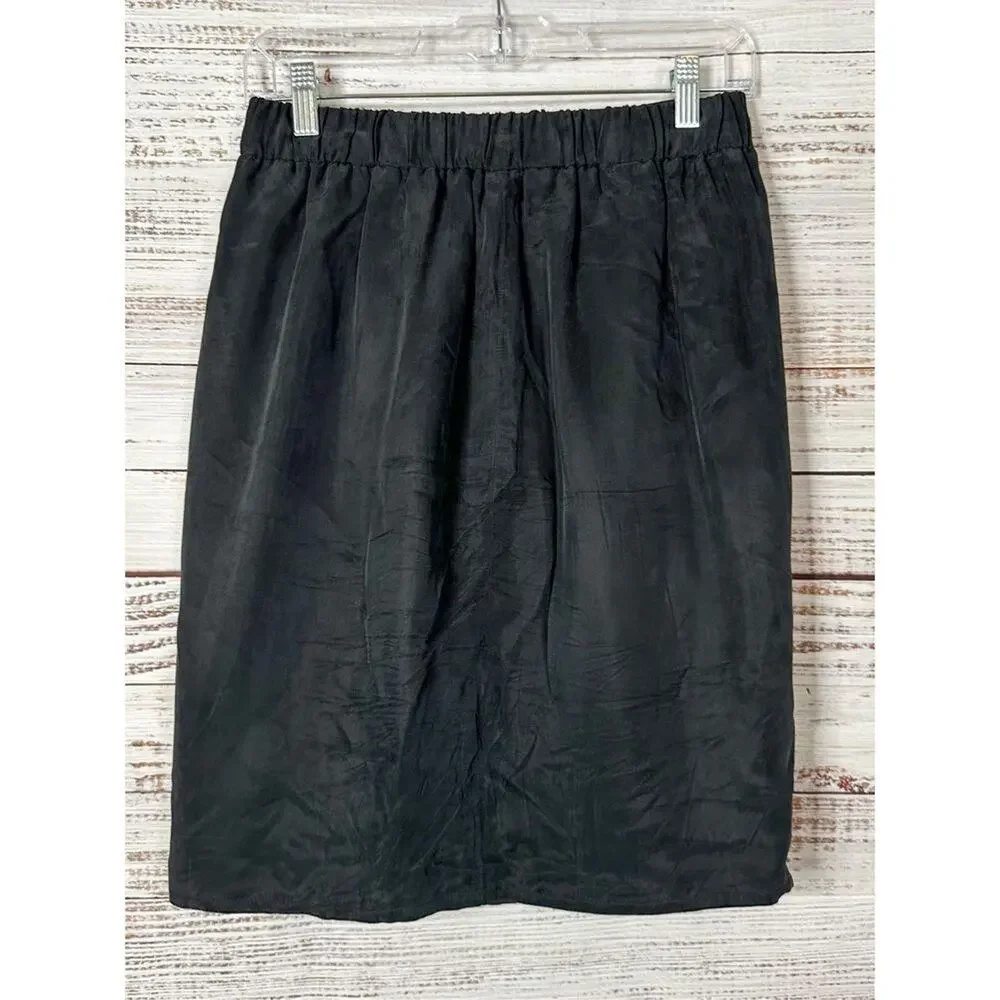 J. Crew Women's Knot Side Lined Asymmetrical Hem Wrap Mini Skirt Black Size 0